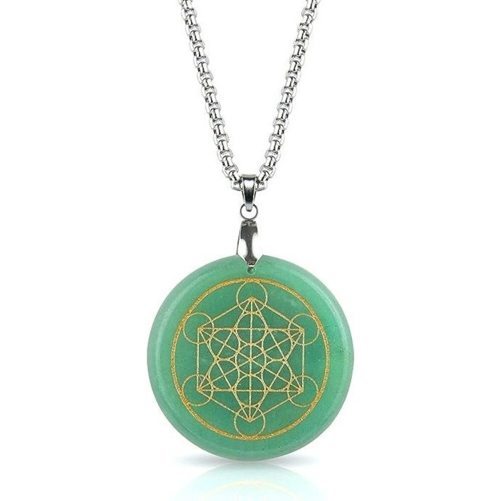 Green Aventurine Crystal Necklace, Reiki Spiritual Pendant, Stone of Opportunity